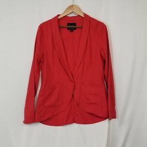 Sanctuary Orange Coral Linen Blend Round Hem Single Button Jacket Size M